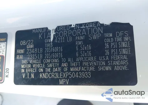 2023 Kia Niro Ex from USA, damaged, VIN KNDCR3LEXP5043933